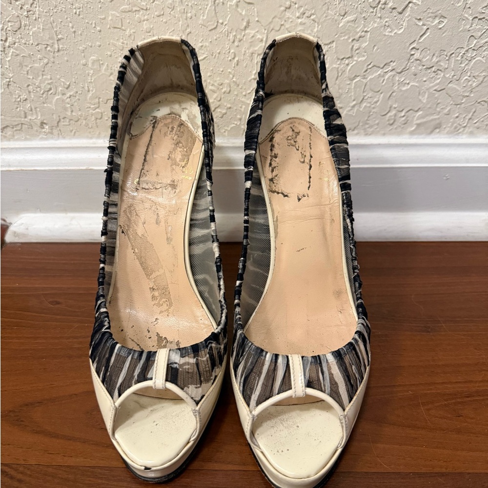 Christian Louboutin Authentic Black and White Zebra Print Heels